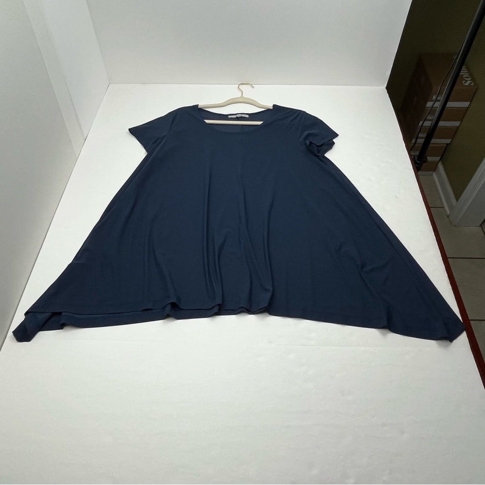 Bryn Walker Women SZ Small Navy Blue Short Sleeve‎ Top Tunic Trapeze Dress *FLAW
